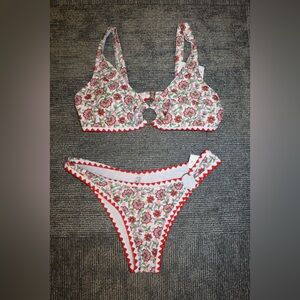 SHEIN Floral Red and White Bikini